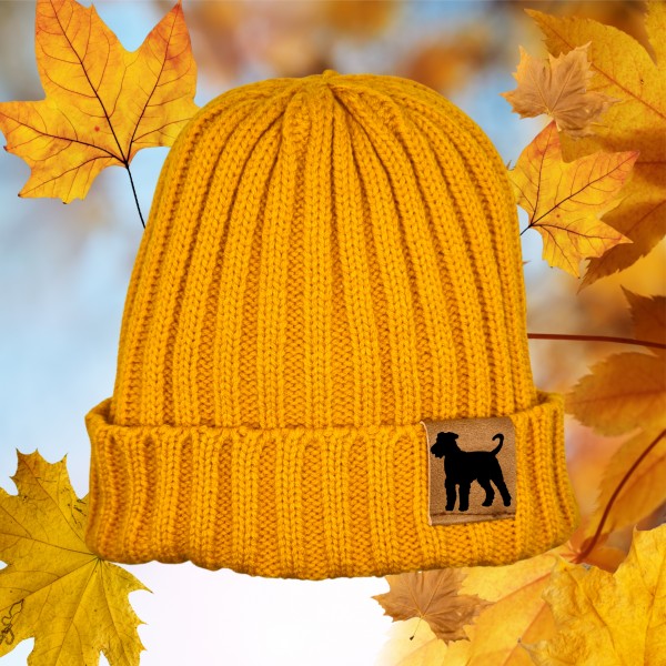 Strickmütze "Airedale Terrier " Beanie Mütze Urban Witzig Spruch Warm Winter Herbst Farben