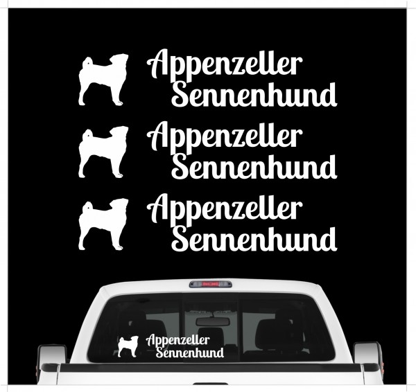 Appenzeller Sennenhund Sennen Hund Schweiz Dog 3er Set AUTOAUFKLEBER Aufkleber Hunde Hundemotiv by SIVIWONDER