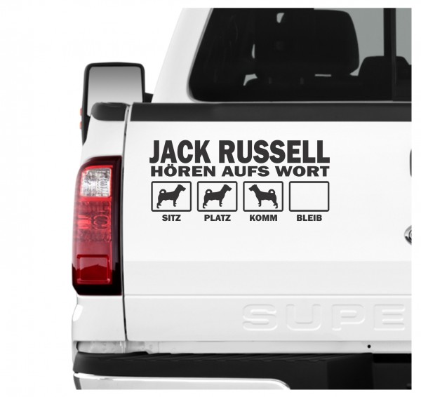 Jack Russell Terrier JRT Jacky Jackie Russel Hört aufs Wort Hunde Aufkleber Sticker Autoaufkleber Wandtattoo Tattoo