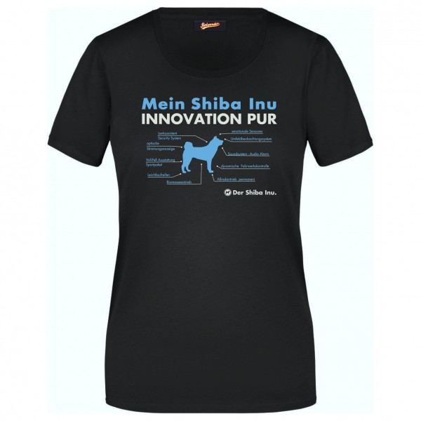 Shiba Inu Damen T-Shirt Innovation Hundemotiv Japan Japanese Small Size Dog Schwarz