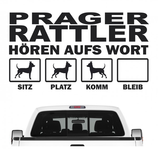 Prager Rattler Prague Ratter Prazsky Krysarik Hört aufs Wort Hunde Aufkleber Sticker Autoaufkleber Wandtattoo Tattoo
