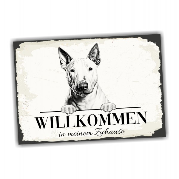 Hundeschild Willkommen Zuhause Bullterrier Bully Schild Achtung Spruch