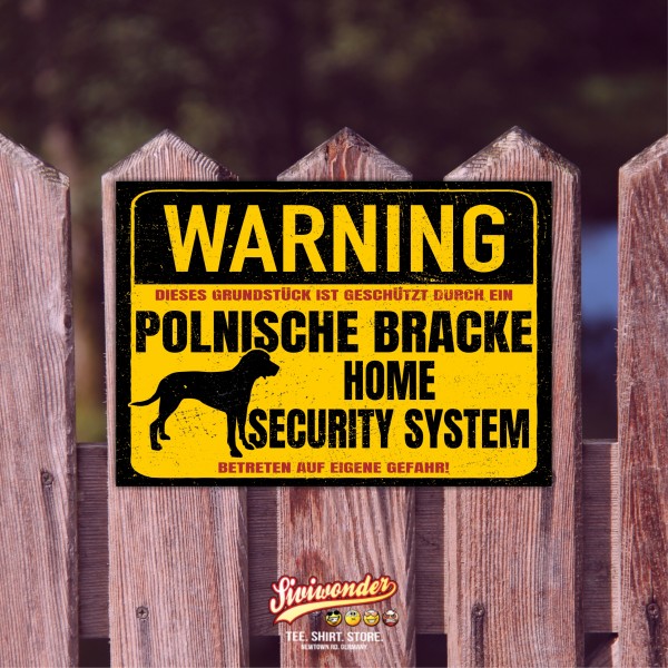 Schild Polnische Bracke Warning Security System Türschild Hundeschild Warnschild Hund Ogar Polski