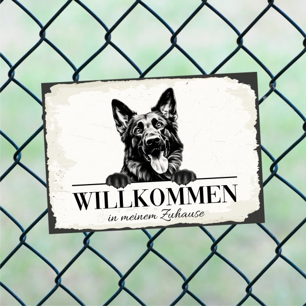Hundeschild Willkommen Zuhause Deutscher Schäferhund Schild Achtung Spruch