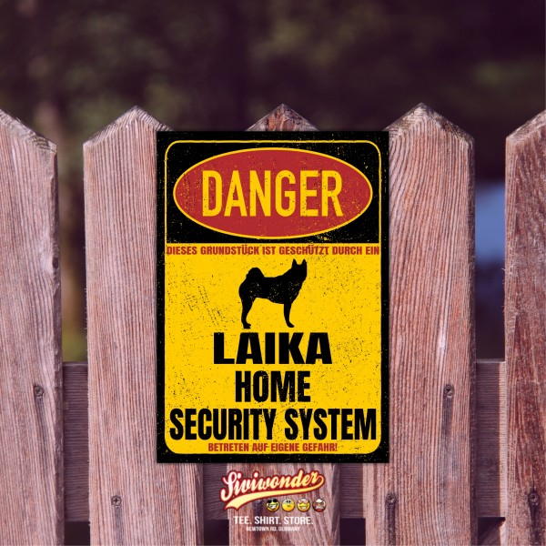 Laika Russland Spitze Sputnik Laiki Dog Türschild Danger Security System Warnschild Hund Schilder Hundeschild