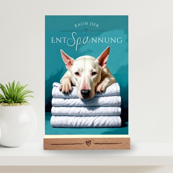 Hundeschild Deko Badezimmer Wellness Bullterrier Bully Schild Spruch