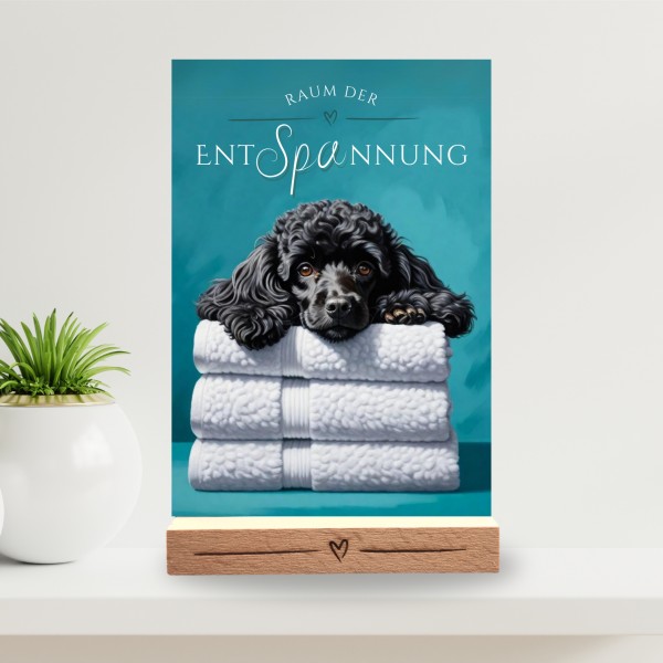 Hundeschild Deko Badezimmer Wellness Pudel Poodle Schild Spruch