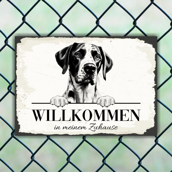 Hundeschild Willkommen Zuhause English Pointer Schild Achtung Spruch Türschild