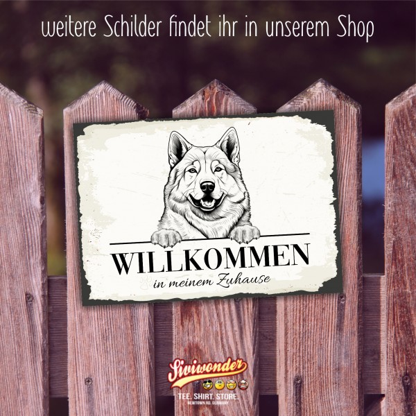 Hundeschild Willkommen Zuhause Akita Inu No.1 Dog Schild Spruch Türschild Warnschild