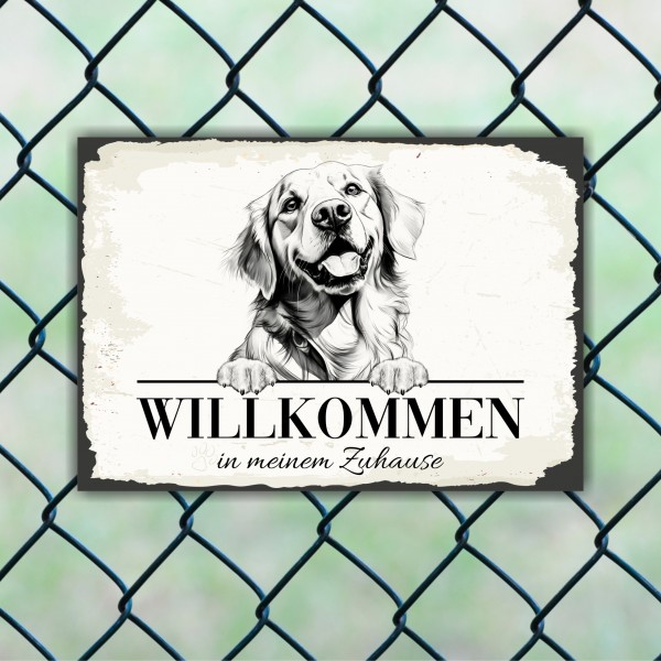 Hundeschild Willkommen Zuhause Golden Retriever Goldie Schild