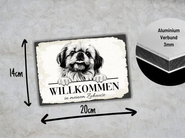 Hundeschild Willkommen Zuhause Pekinese Pekingese Schild Achtung Spruch