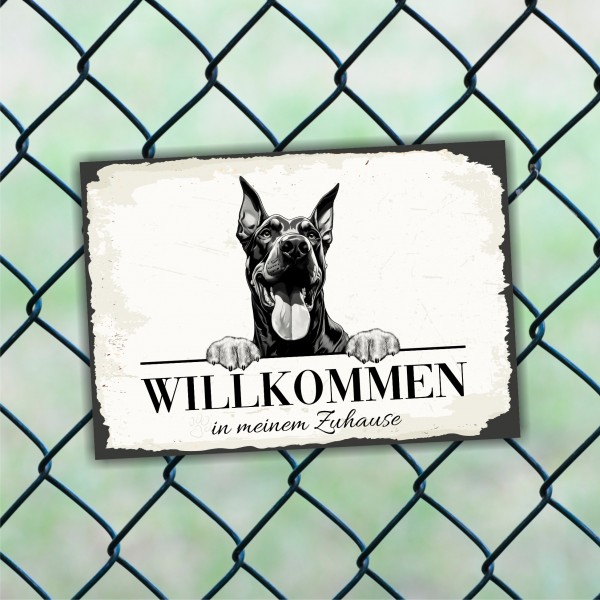 Hundeschild Willkommen Zuhause Dobermann Dobi Schild Achtung Spruch