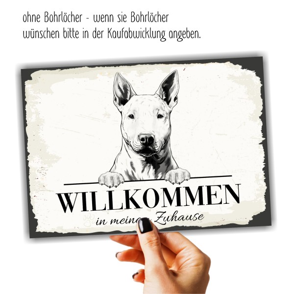 Hundeschild Willkommen Zuhause Bullterrier Bully Schild Achtung Spruch