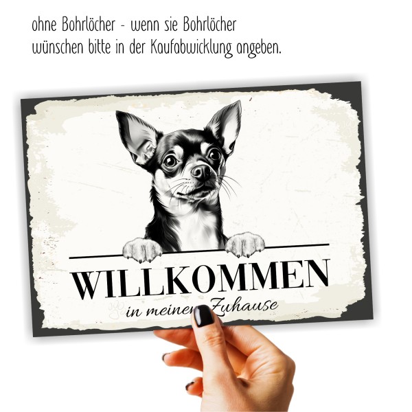 Hundeschild Willkommen Zuhause Chihuahua Schild Achtung Spruch Türschild