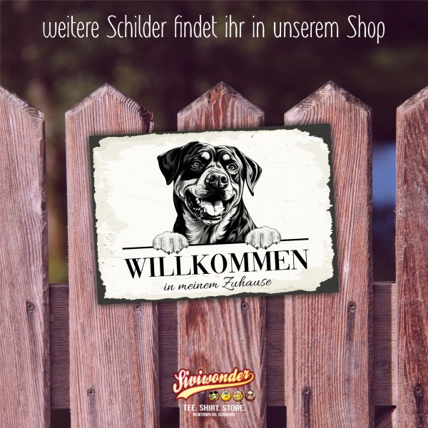 Hundeschild Willkommen Zuhause Rottweiler Rottie Schild Achtung Spruch