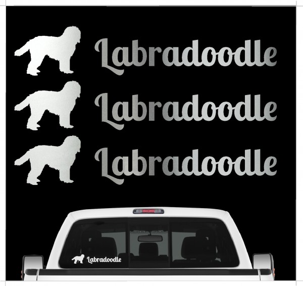 Labradoodle Doodle Labrador Pudel Mix Mischling Hybrid Dog 3er Set AUTOAUFKLEBER Aufkleber Hunde Hundemotiv by SIVIWONDER