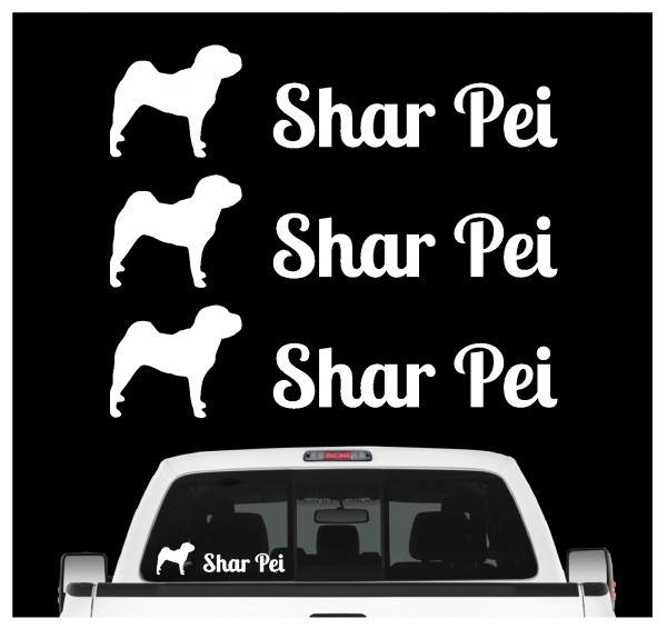 Shar Pei Faltenhund Chinese 3er Set AUTOAUFKLEBER Aufkleber Hunde Hundemotiv by SIVIWONDER