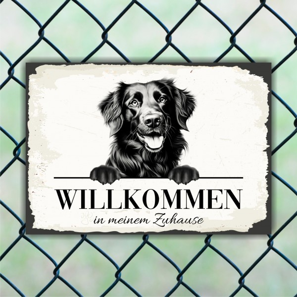 Hundeschild Willkommen Zuhause Flat Coated Retriever Schild Achtung Spruch