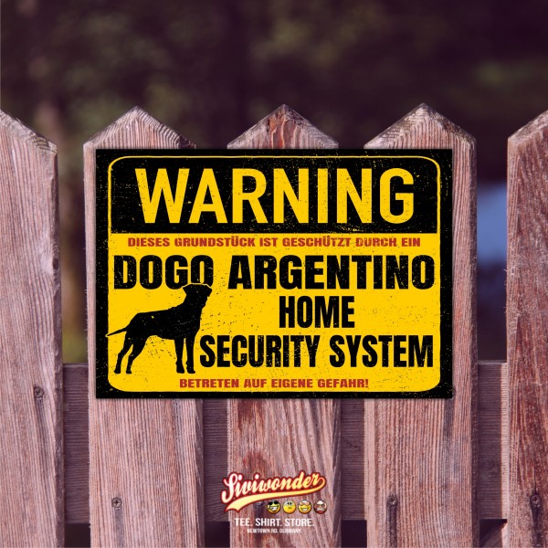 Dogo Argentino Dogge Dog Schild Warning Security System Türschild Hundeschild Warnschild