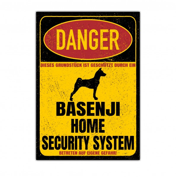 Basenji African Bush Dog Barkless Dog Kongo kein Bellen Dog Türschild Danger Security System Warnschild Hund Schilder Hundeschild happy Design by Siviwonder