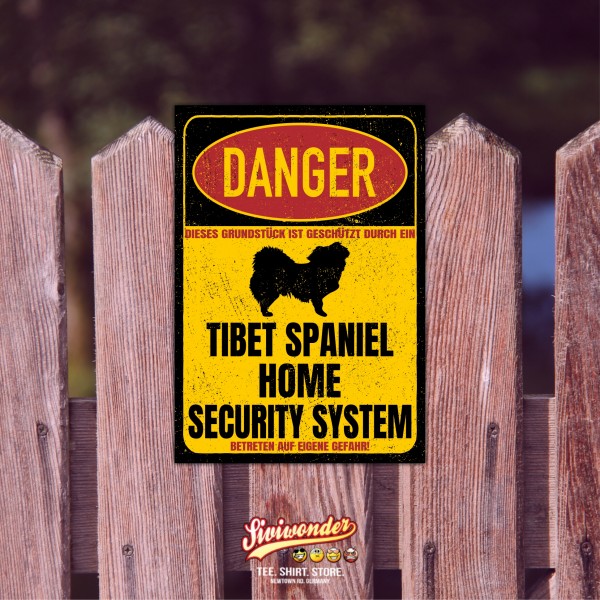 Tibet Spaniel Türschild Danger Security System Warnschild Hund Schilder Hundeschild