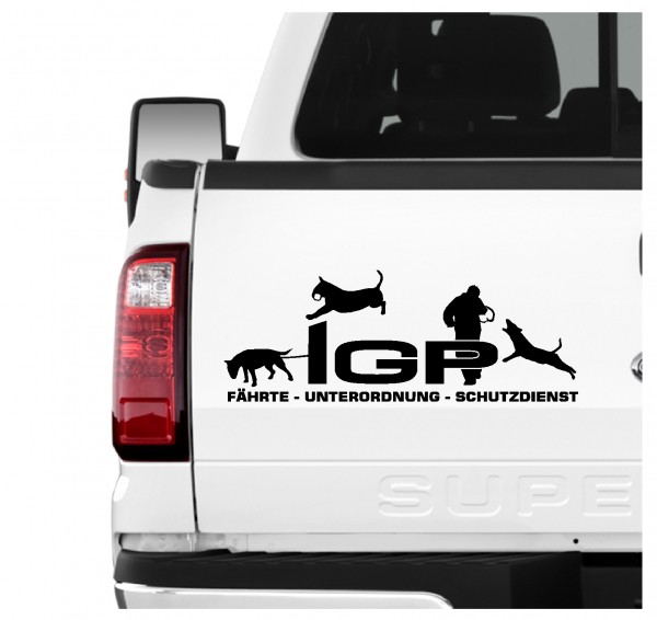 Bullterrier IGP Schrift Auto Aufkleber Bull Terrier Autoaufkleber K9 Hundeanhänger ehemals IPO Hundesport