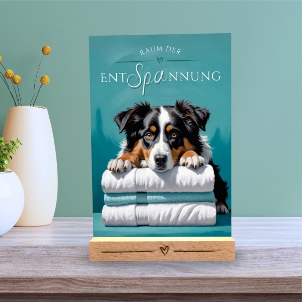 Hundeschild Deko Badezimmer Wellness Australian Shepherd Schild