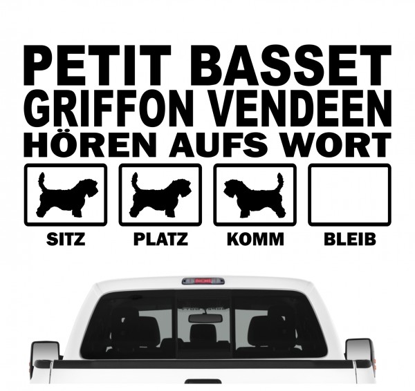 Petit Basset Griffon Vendeen PBGV Hört aufs Wort Hunde Aufkleber Sticker Autoaufkleber Wandtattoo Tattoo