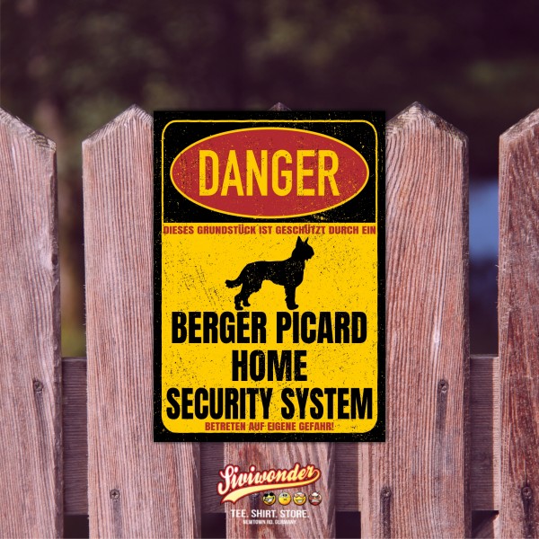 Berger Picard de Picardie Picardy Shepherd Dog Türschild Danger Security System Warnschild Hund Schilder Hundeschild happy Design by Siviwonder
