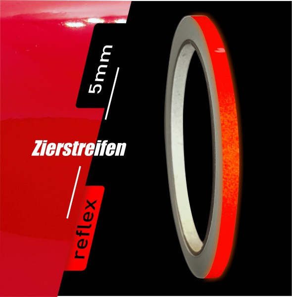 Zierstreifen reflektierend rot 5mm 10 m Länge für Auto Boot Klebeband Dekorstreifen Reflexstreifen Tuningstreifen Autofolie Siviwonder