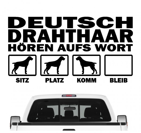 Deutsch Drahthaar DD Deutscher Drahthaar Deutscher Drahthaariger Vorstehhund Drahthaar German Wirehaired Hört aufs Wort Hunde Aufkleber Sticker Autoaufkleber