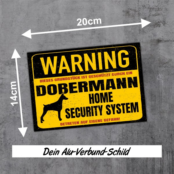 Dobermann Dobi Dobie Dog Schild Warning Security System Türschild Hundeschild Warnschild