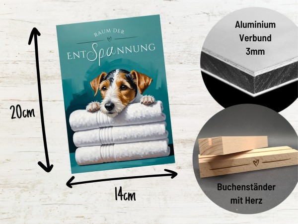 Hundeschild Deko Badezimmer Wellness Foxterrier Schild Spruch