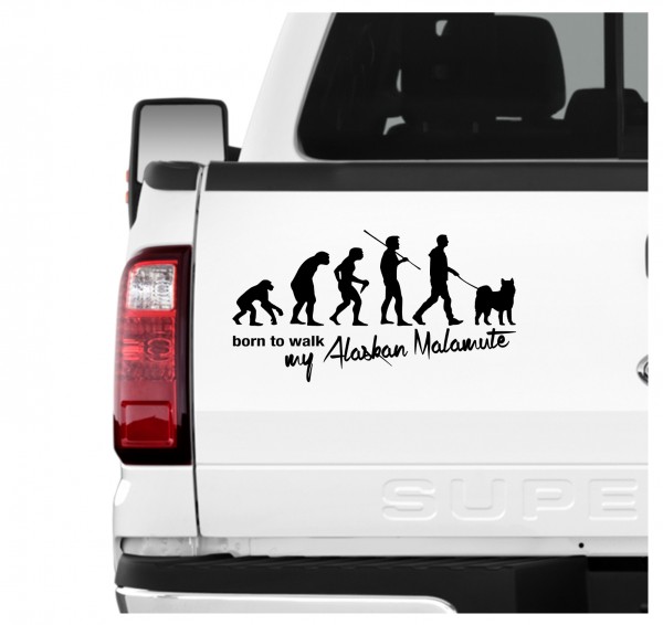 Alaskan Malamute Mally Mal Evolution Born to Walk Hunde Aufkleber Sticker Autoaufkleber Wandtattoo Tattoo