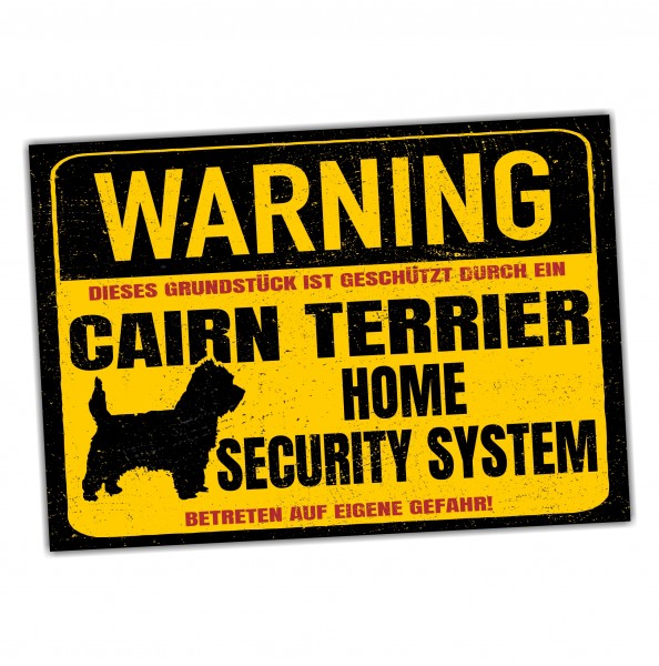 Cairn Terrier Kern Dog Schild Warning Security System Türschild Hundeschild Warnschild Warnung