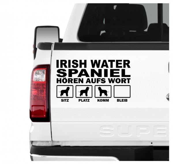Irish Water Spaniel Whiptail Shannon Spanier Bog Dog Hört aufs Wort Hunde Aufkleber Sticker Autoaufkleber Wandtattoo Tattoo