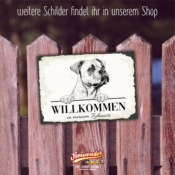 Hundeschild Willkommen Zuhause Boxer deutscher Schild