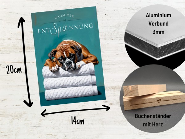 Hundeschild Deko Badezimmer Wellness Boxer deutscher Schild Spruch