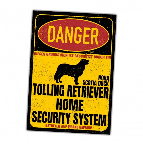 Nova Scotia Duck Tolling Retriever Türschild Danger Security System Warnschild Hund Schilder Hundeschild