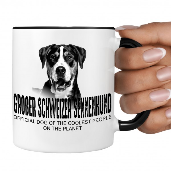 Großer Schweizer Sennenhund Sennen Dog Tasse Kaffeetasse Kaffeebecher happy Design by Siviwonder