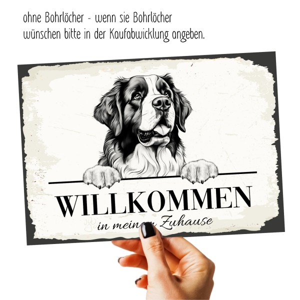 Hundeschild Willkommen Zuhause Bernhardiner Schild Achtung