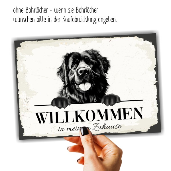 Hundeschild Willkommen Zuhause Neufundländer NeufiSchild Achtung Spruch