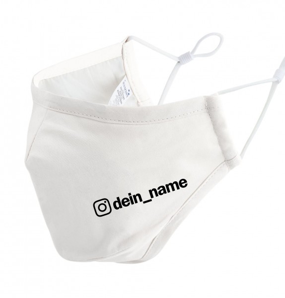 Deine Insta Name Maske Mundschutz Behelfsmaske Face Cover weiß white
