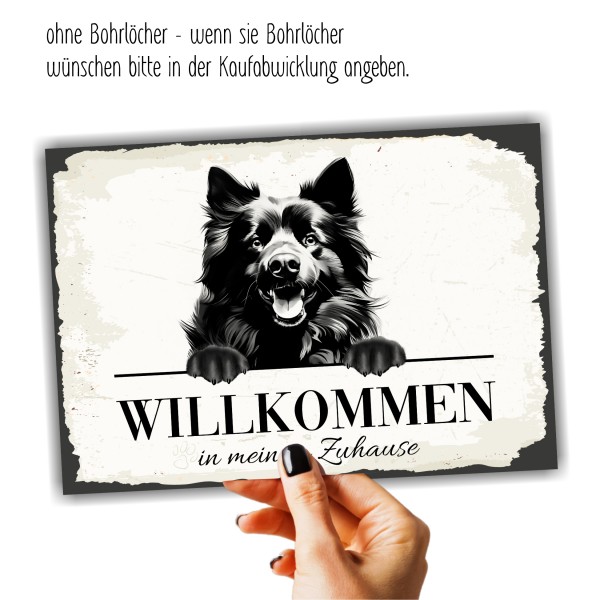 Hundeschild Willkommen Zuhause Schwedischer Lapphund Spitz Schild Achtung Spruch