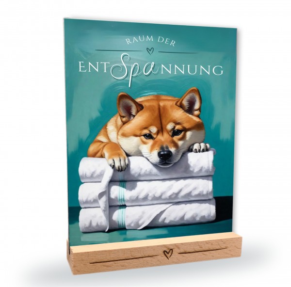 Hundeschild Deko Badezimmer Wellness Shiba Inu Schild Spruch