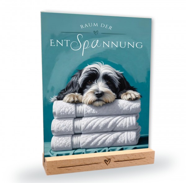 Hundeschild Deko Badezimmer Wellness Tibet Terrier Schild Spruch