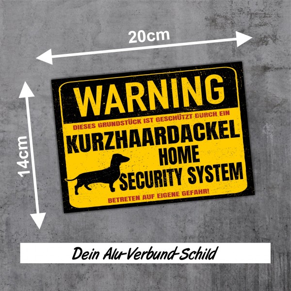 Kurzhaardackel Dackel Schild Warning Security System Türschild Hundeschild Warnschild Hund