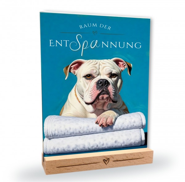 Hundeschild Deko Badezimmer Wellness Bulldog Schild Spruch