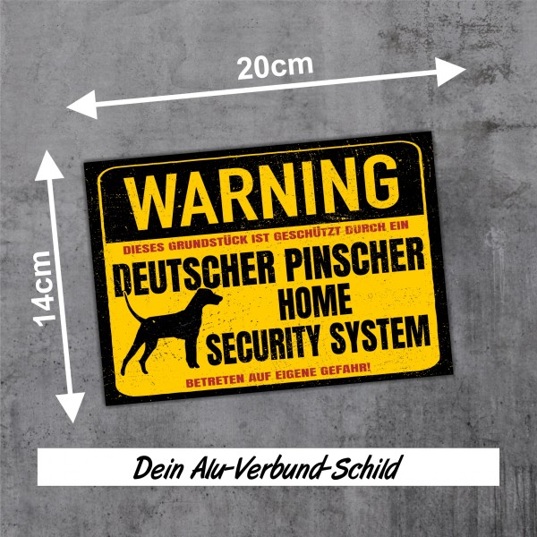 Deutscher Pinscher Dog Schild Warning Security System Türschild Hundeschild Warnschild