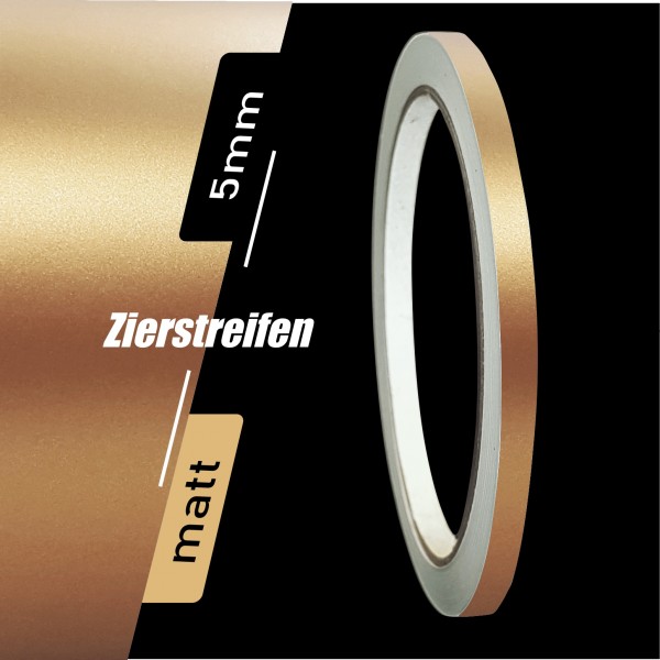 Zierstreifen Matt kupfer metallic 5mm in in 10 m Länge für Auto Boot Klebeband Dekorstreifen Tuningstreifen Autofolie Siviwonder